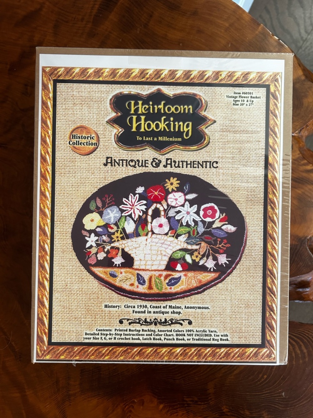 Heirloom Hooking "Antique & Authentic" Floral Basket Rug Pattern - Multi